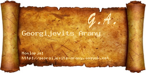 Georgijevits Arany névjegykártya